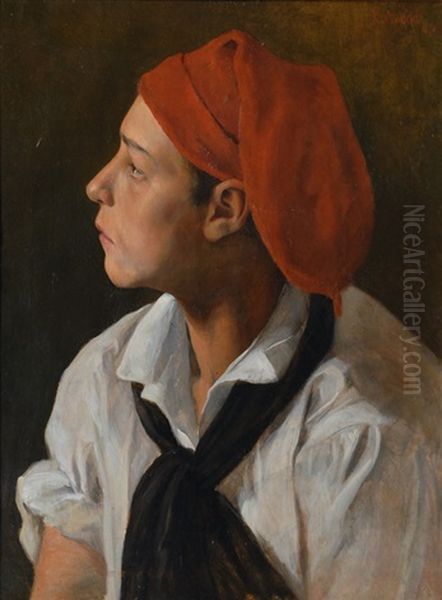 Portrait Of A Boy From Napoli Oil Painting by Rudolf Otto Von Ottenfeld