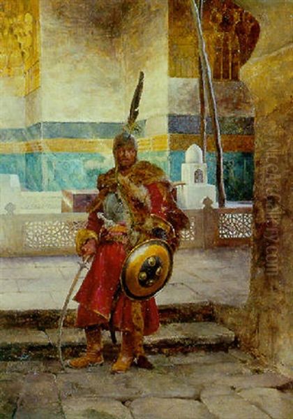 Arabian Warrior Oil Painting by Rudolf Otto Von Ottenfeld