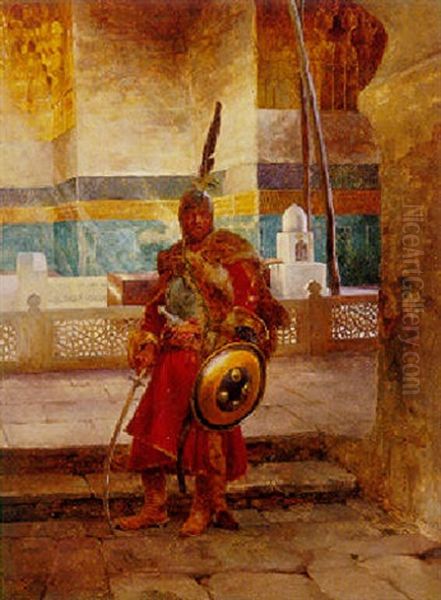 An Arabian Warrior Oil Painting by Rudolf Otto Von Ottenfeld