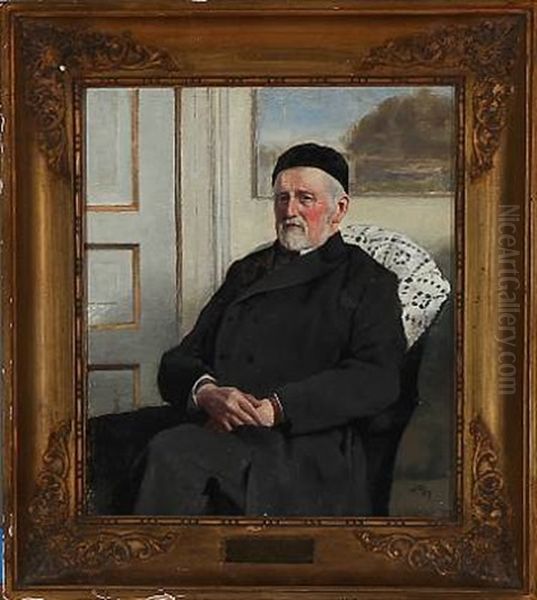 Portrait Of The Danish Painter E. Rasmussen Eilersen Oil Painting by Johannes Ottesen