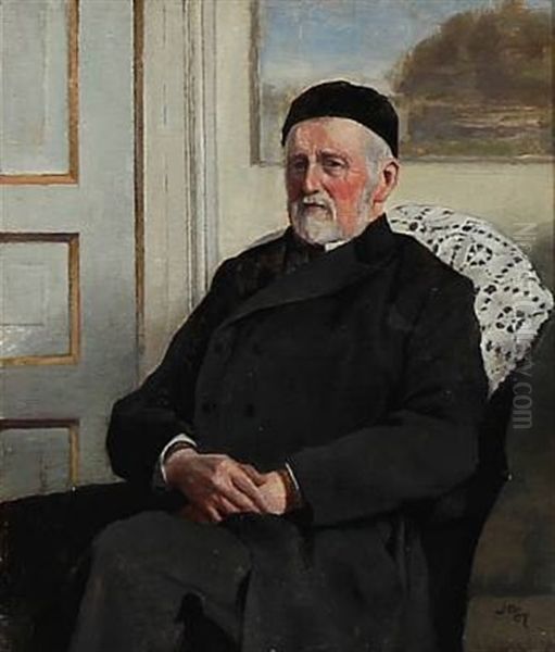 Portrait Of The Danish Painter E. Rasmussen Eilersen Oil Painting by Johannes Ottesen