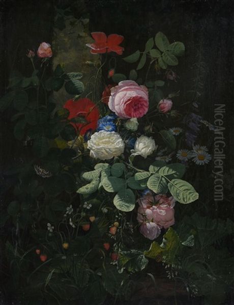 Still Life Of Flowers Oil Painting by Otto Didrik Ottesen