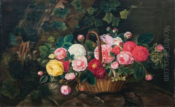 Blumen In Einem Korb Oil Painting by Otto Didrik Ottesen