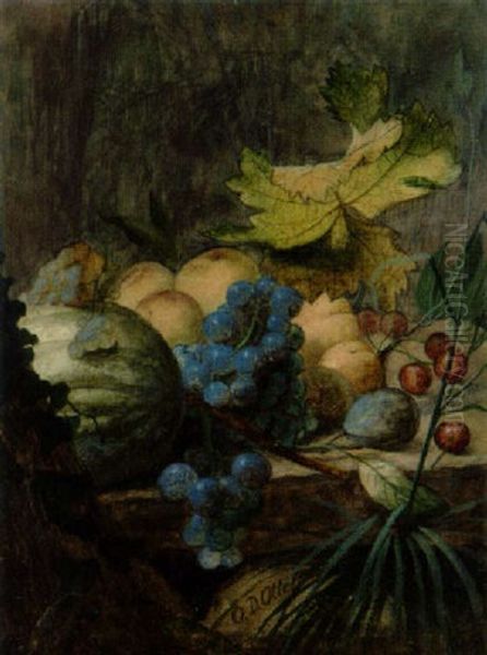 Stilleben Med Frukter Oil Painting by Otto Didrik Ottesen