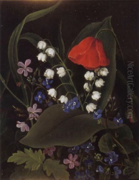 Wiesenblumen - Maiglockchen, Mohn, Storchenschnabel Und Ehrenpreis Oil Painting by Otto Didrik Ottesen