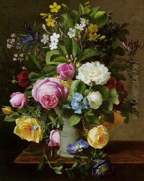 Still Life Of Flowers Oil Painting by Otto Didrik Ottesen