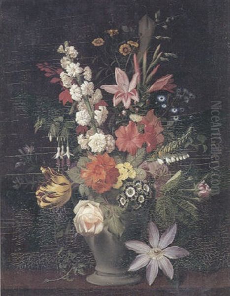 Broget Buket I En Vase Oil Painting by Otto Didrik Ottesen