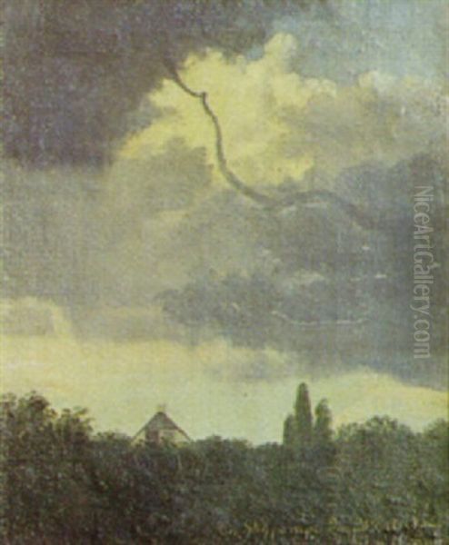 Skypumpe Oil Painting by Otto Didrik Ottesen