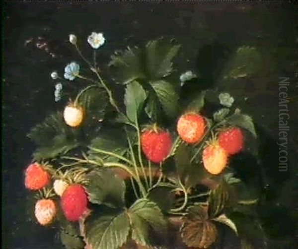 Wild Strawberries In A Pot. Oil Painting by Otto Didrik Ottesen