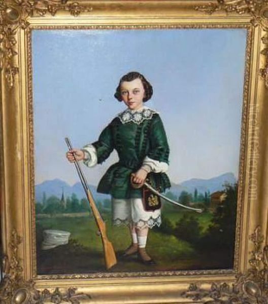  Portrait D'un Jeune Homme Au Fusil  Oil Painting by Melchior Blanchard