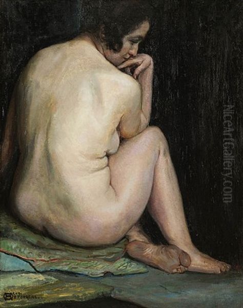 Seated Nude Oil Painting by Henri Ottevaere