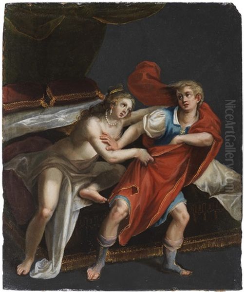 Joseph And Potiphar's Wife Oil Painting by Pasquale Ottino