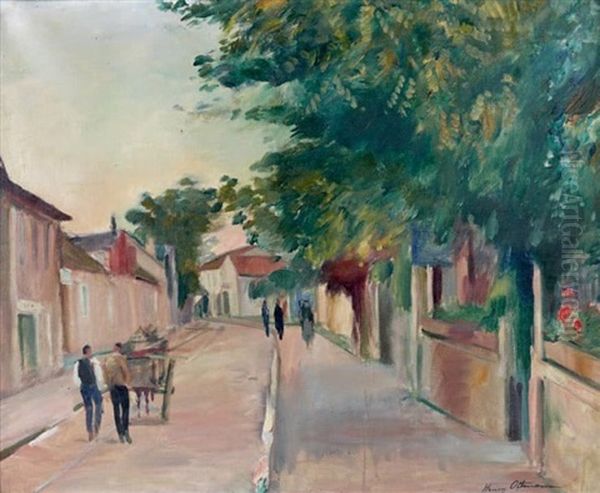 Rue Animee De Village Oil Painting by Henri Ottmann