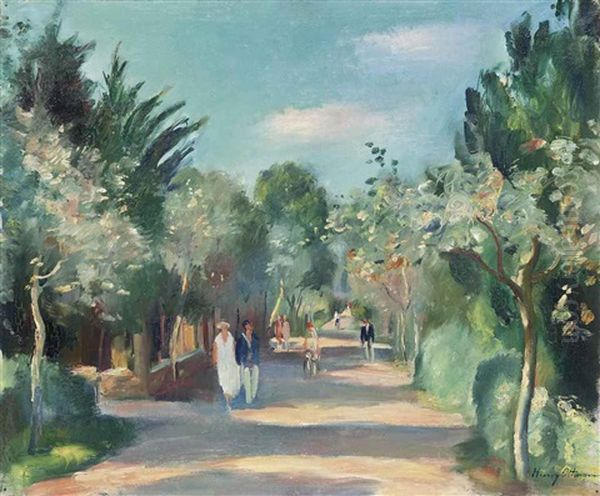 Promenade Au Bois De Boulogne Oil Painting by Henri Ottmann