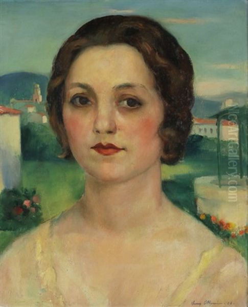 Portrait Of A Lady Oil Painting by Henri Ottmann