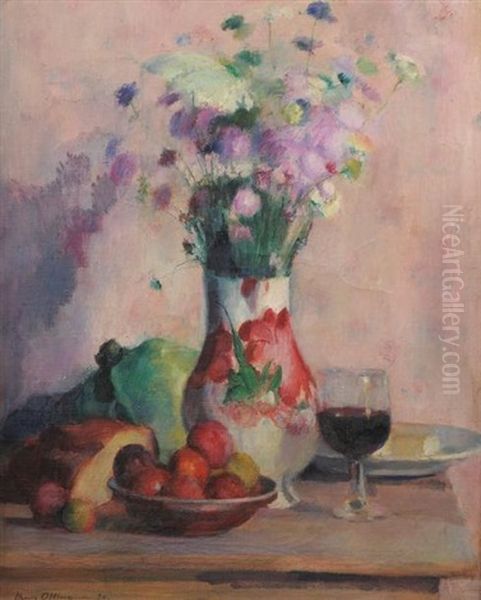 Nature Morte Au Bouquet De Fleurs Oil Painting by Henri Ottmann