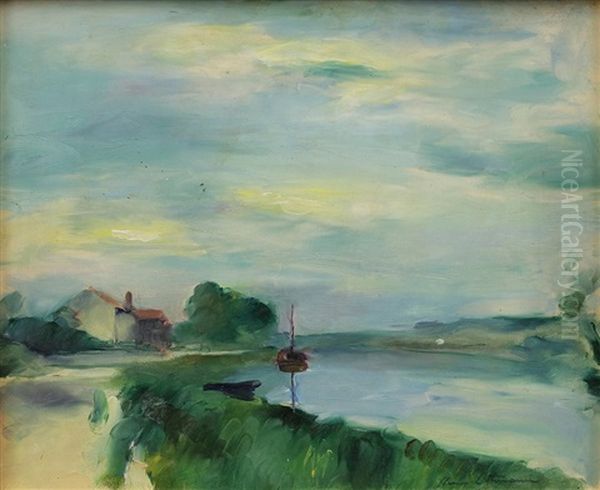 River Scene On The Oise Oil Painting by Henri Ottmann