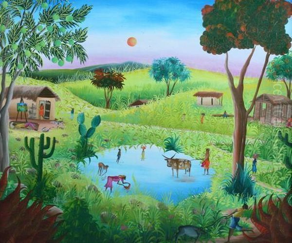 The Watering Hole Oil Painting by Pharamond Blanchard