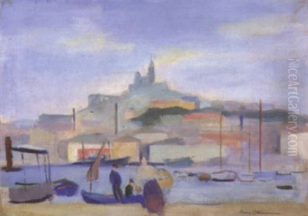 Sur Le Port De Marseille Oil Painting by Henri Ottmann