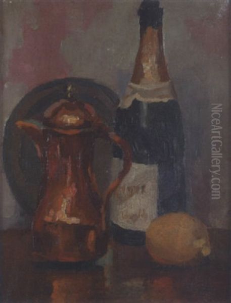 Nature Morte A La Bouteille Oil Painting by Henri Ottmann