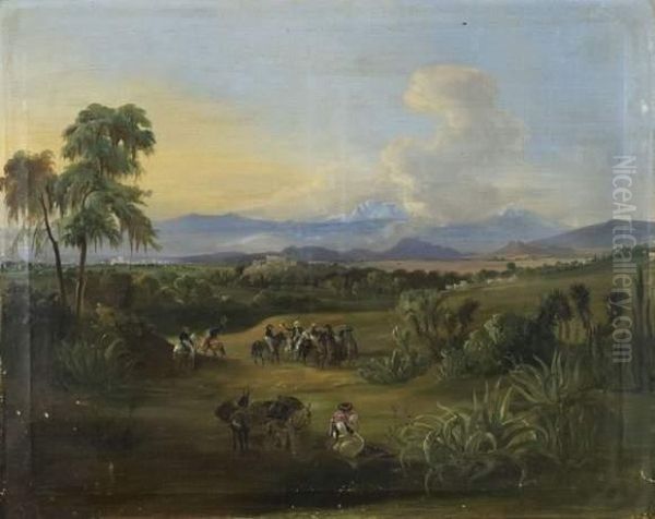 Castel Sur Les Hauteurs Aux Environs De Mexico Oil Painting by Pharamond Blanchard