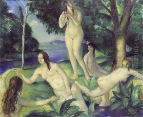 Les Baigneuses Oil Painting by Henri Ottmann