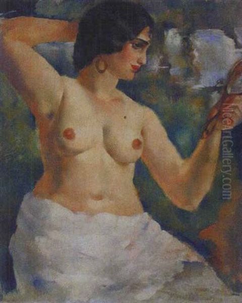 Femme A La Toilette Oil Painting by Henri Ottmann