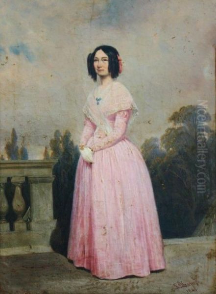 Portrait D'elegante Oil Painting by Pharamond Blanchard