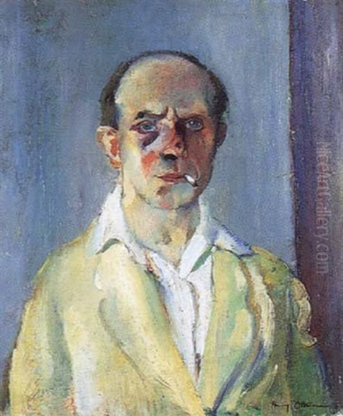 Autoportrait Au Visage Tumefie Oil Painting by Henri Ottmann