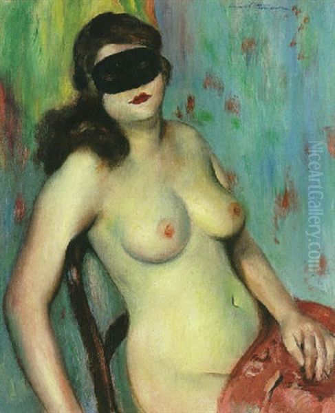 Femme Au Loup Oil Painting by Henri Ottmann