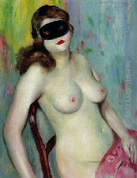 Femme Au Loup Oil Painting by Henri Ottmann