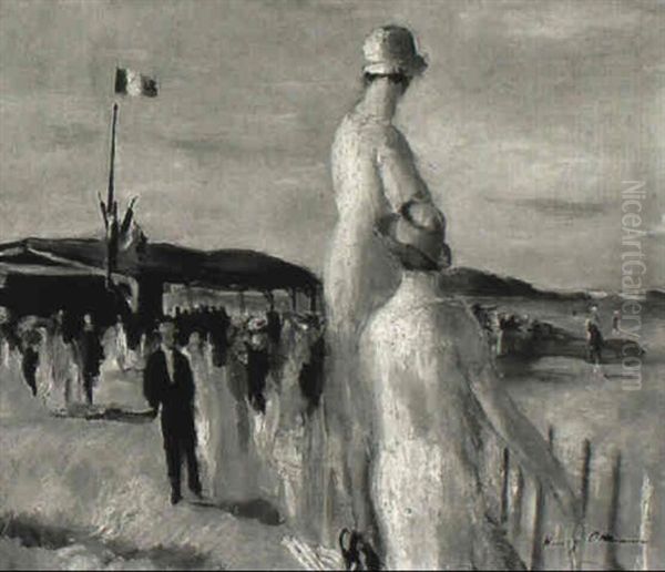 Le Champ De Courses De Cabourg Oil Painting by Henri Ottmann