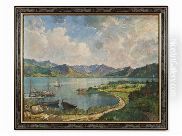 Bavarian Lake Oil Painting by Alfred Otto