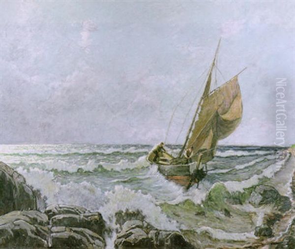 Boot In Der Brandung Oil Painting by Alfred Otto