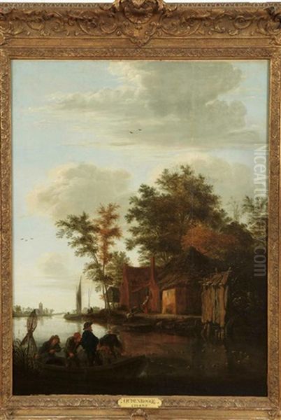 Des Pecheurs Pres De La Ferme Oil Painting by Johannes Dircksz Oudenrogge