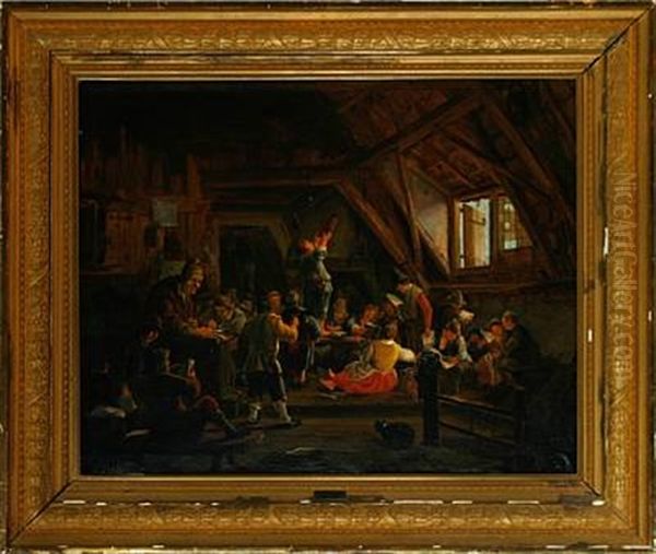 Interior From A Country Classroom Oil Painting by Johannes Dircksz Oudenrogge