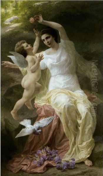 Venus And Cupid Oil Painting by Theophile Clement Blanchard