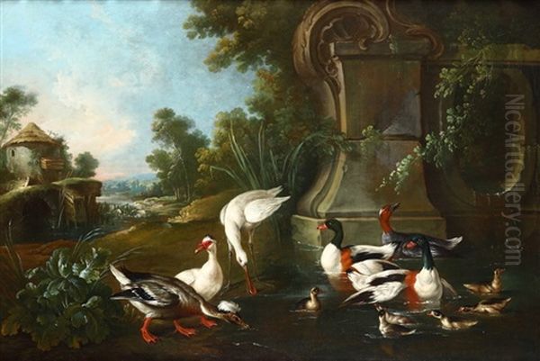 Paesaggio Con Uccelli Lacustri Oil Painting by Jacques Charles Oudry