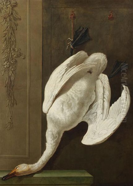 A Still Life Of A Swan Oil Painting by Jacques Charles Oudry