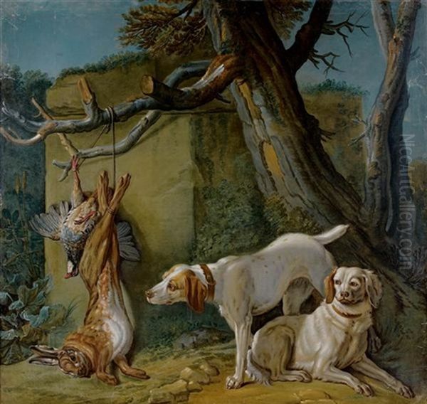 Trophee De Chasse Avec Des Chiens Oil Painting by Jacques Charles Oudry