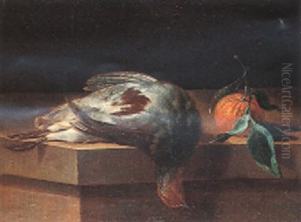 Nature Morte A La Perdrix Et Mandarine Oil Painting by Jacques Charles Oudry