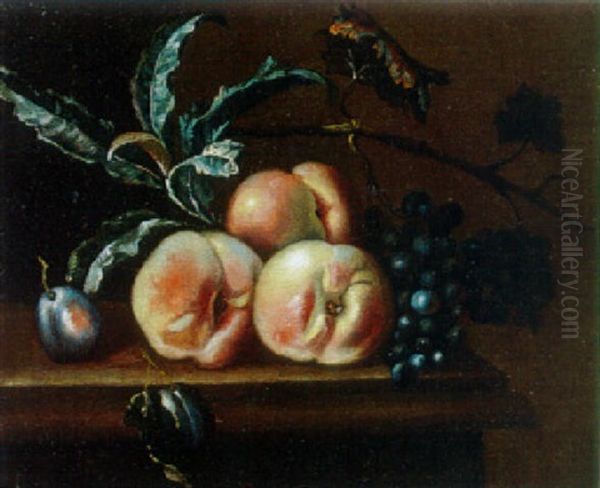 Nature Morte Aux Peches Oil Painting by Jacques Charles Oudry