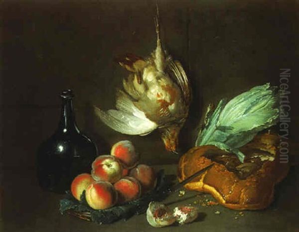 Nature Morte De Peche, Perdreaux Gris Et Celeri Oil Painting by Jacques Charles Oudry