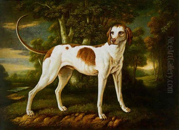 A Hound In A Landscape Oil Painting by Jacques Charles Oudry