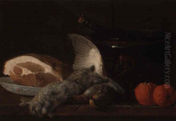 Nature Morte Au Lapin, Rafraichissoir Et Oranges Oil Painting by Jacques Charles Oudry