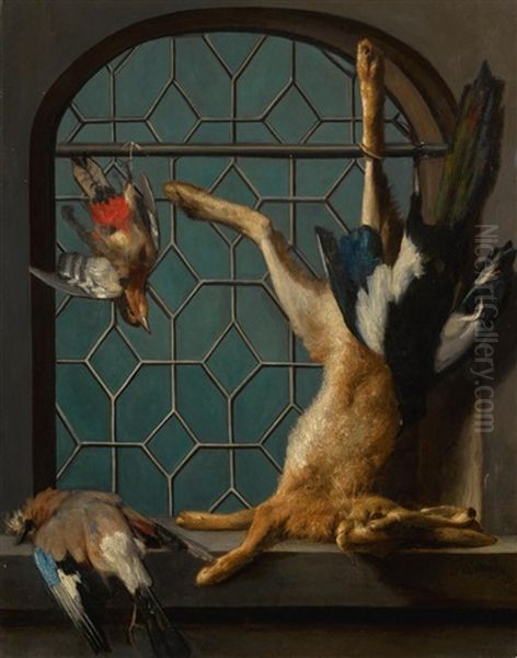 Still Life Of Game On A Window Ledge Oil Painting by Jean-Baptiste Oudry