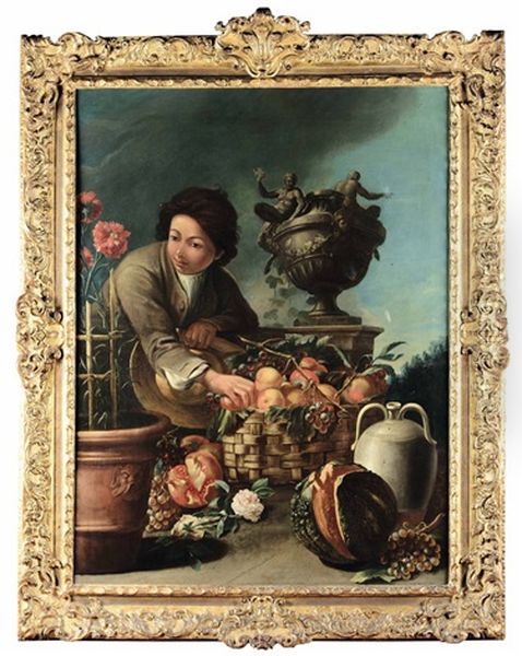 Ragazzo Con Cesto Di Frutta Oil Painting by Jean-Baptiste Oudry