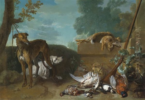 Retour De Chasse Aux Lievres Et Au Gibier Oil Painting by Jean-Baptiste Oudry