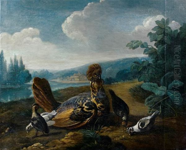 Volatiles Dans Un Paysage Oil Painting by Jean-Baptiste Oudry