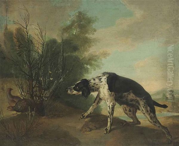 Dog Painting The Partridges Oil Painting by Jean-Baptiste Oudry